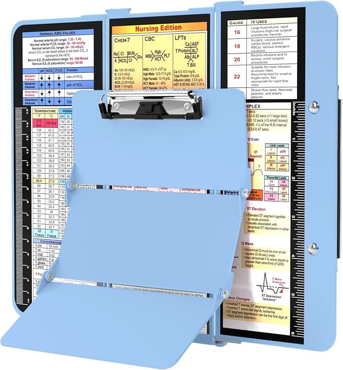Nursing Clipboard Foldable, Foldable Clipboard w/Nursing Edition Cheat Charts,3 Layers Aluminum, ... | Amazon (US)