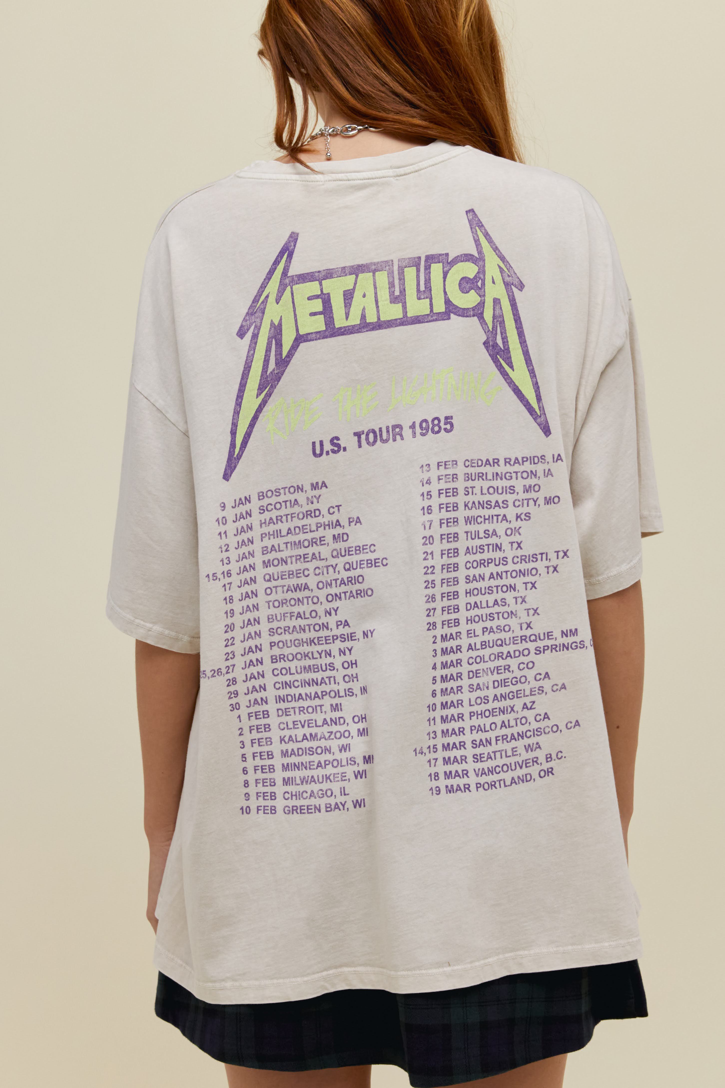 Metallica US Tour 1985 OS Tee in Dirty White Acid Wash | Daydreamer