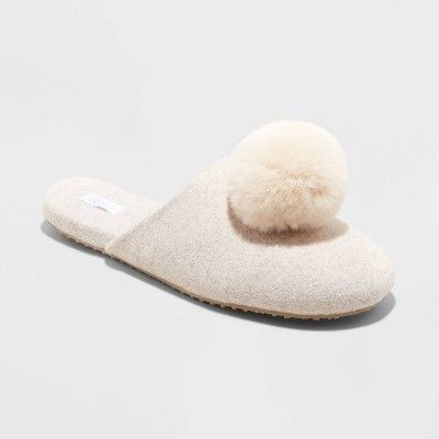 Women&#39;s Victoria Pom Slide Slippers - Stars Above&#8482; Taupe 10 | Target