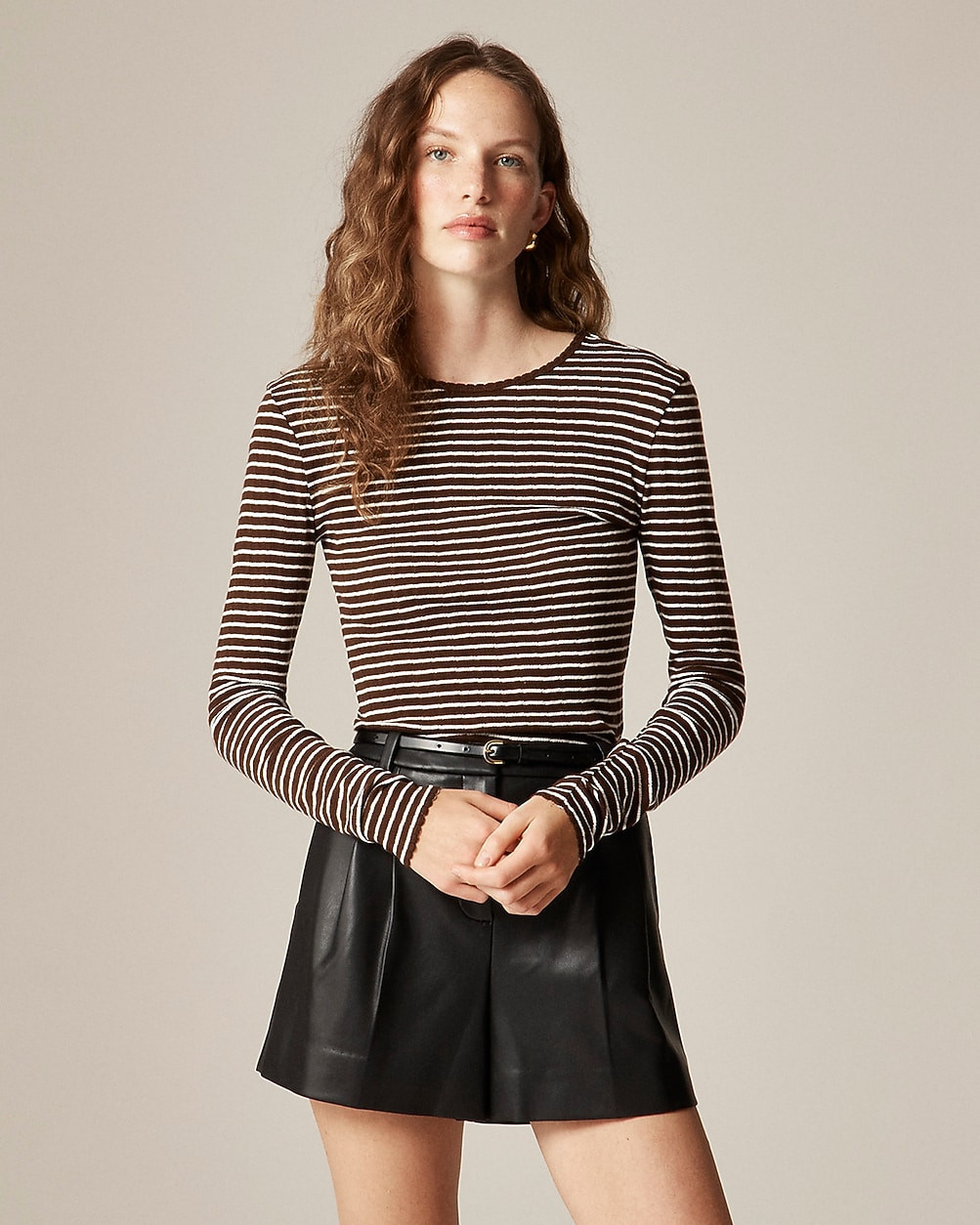New pointelle long-sleeve T-shirt in stripe | J. Crew US