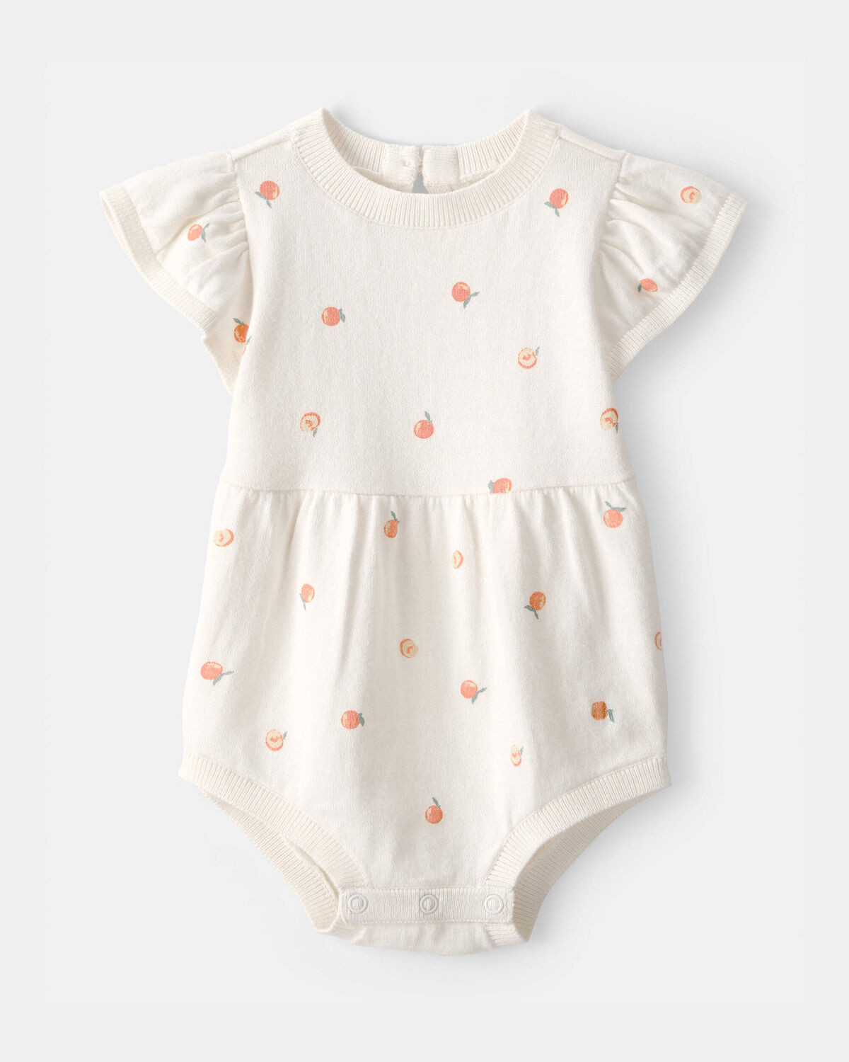 Baby Girl Peach Romper - Ivory | Carter's | Carter's Inc