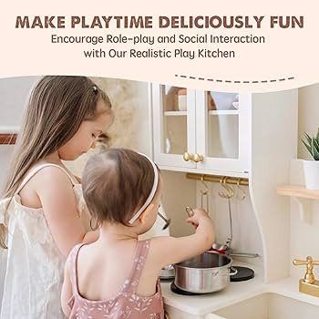 Tiny Land Play Kitchen for Kids, Wooden Play Kitchen with Toy Storage System, Toy Kitchen Set wit... | Amazon (US)