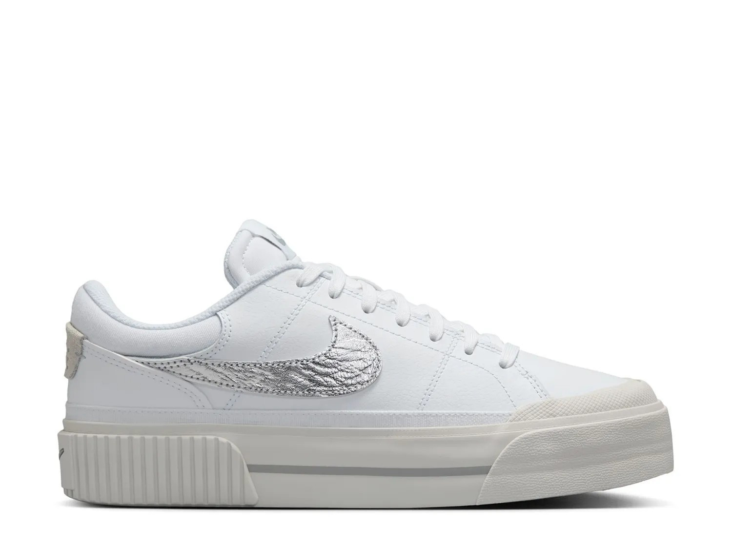 Nike Court Legacy Lift Sneaker | Women's | White/Silver Metallic | Size 7.5 | Sneakers | DSW