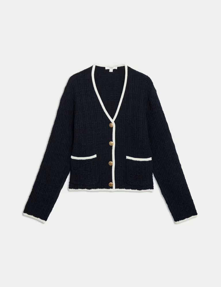 Cotton Blend Textured Knitted Jacket | Marks & Spencer (UK)