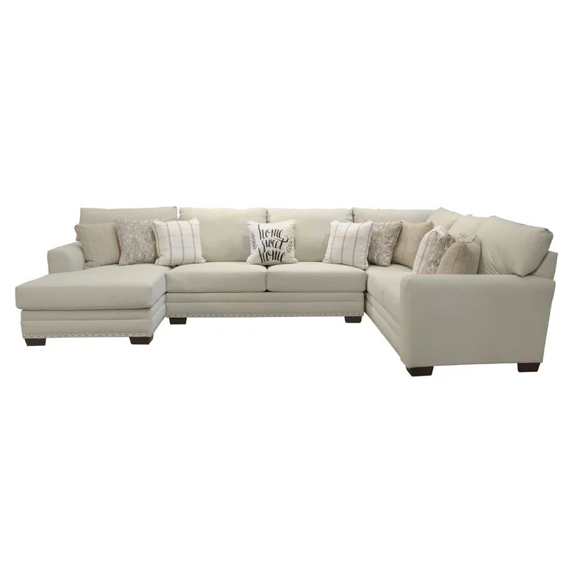 Elmira 3 - Piece Upholstered Sectional with Comfort Coil Seating and 10 Included Accent Pillows | Wayfair North America