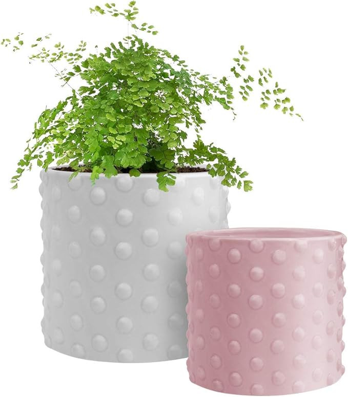 GrowLED Ceramic Pots for Plants with Drainage, Vintage Hobnail Patterned, 6 Inch & 5 Inch Plant P... | Amazon (US)