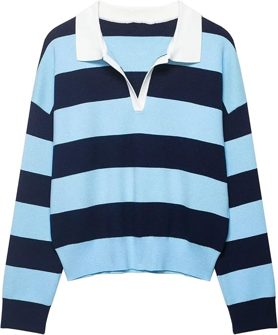 Bozanly Womens Striped Knit Sweater Casual Pullover Knitted Tops | Amazon (US)