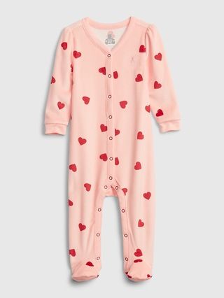 Baby Velour Print Footed One-Piece | Gap (US)