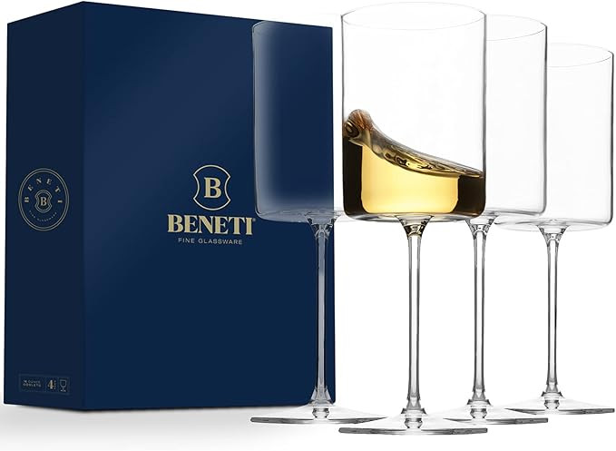 Superlative Edge Wine Glasses Square [Set of 4] White & Red Wine Goblets, Premium Clear Glass Bor... | Amazon (US)