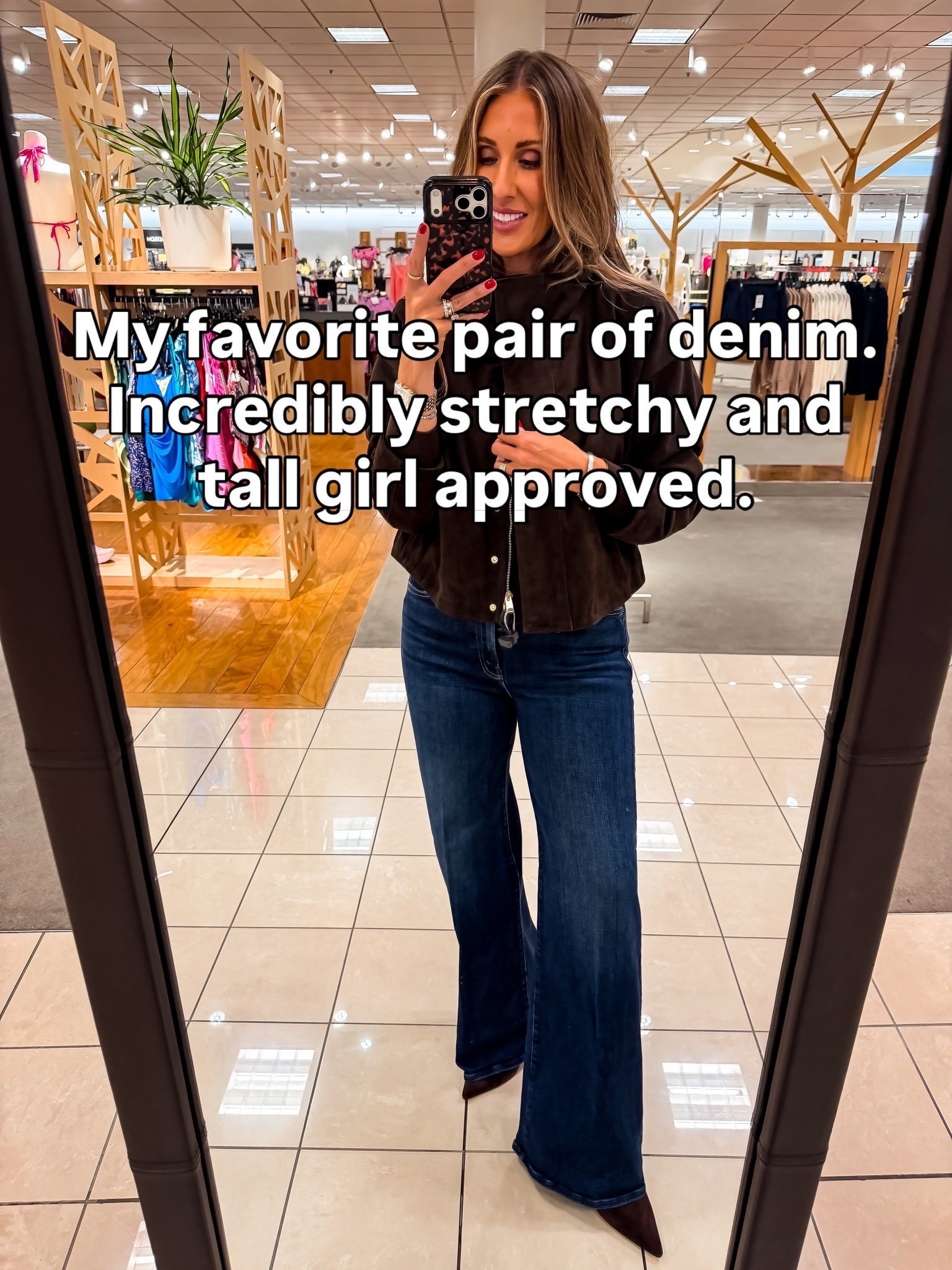 These jeans are the pair I keep comparing everything else to. The dark wash feels classic, the stretch makes them comfortable enough for a full day, and the longer length works so well with heels or boots without looking cropped.

dark wash jeans, stretchy denim, wide leg jeans, tall girl jeans, long inseam denim, fall denim, everyday jeans, classic outfit, women’s denim, fall fashion, TheMomInStyle

#LTKOver40 #LTKSeasonal #LTKootd