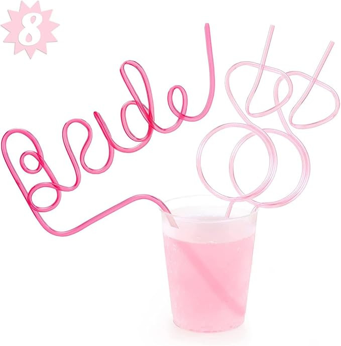 xo, Fetti Bachelorette Party XL Pink Bride + Diamond Ring Straw Set - 8 Pieces | Bridal Shower + ... | Amazon (US)