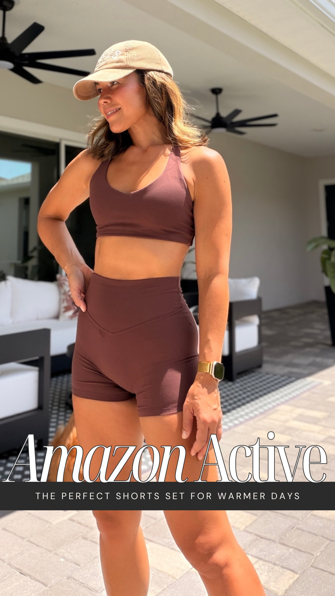 Amazon set I keep reaching for once it starts heating up—this one is so good ☀️

I got it in fudge brown (such a flattering neutral), but it comes in other colors too.

Cross back sports bra with a clean V neckline and adjustable twist-back detail that really shapes your back. Medium compression, buttery soft, and supportive without feeling restrictive.

Paired with the 4” high-waisted biker shorts—no front seam, sculpting V waistband, and they stay in place the entire workout.

This is exactly what I wear for Florida workouts—light, breathable, and moves with you.

#LTKgrwm #LTKActive #LTKfitnessgoals