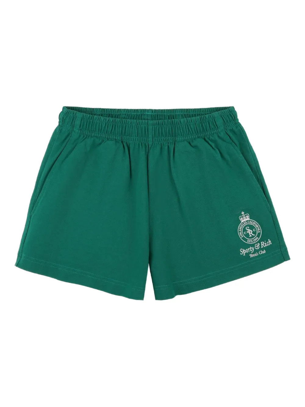 Sporty & Rich logo-embroidered elastic-waist shorts - Green | Farfetch Global