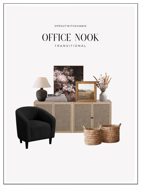 Elevate your home office space with this transitional style upgrade | Work From Home | Remote | Neutral Home Office | Studio McGee Inspired | Nook | Console Table | Wall Art

#LTKhome #LTKsalealert