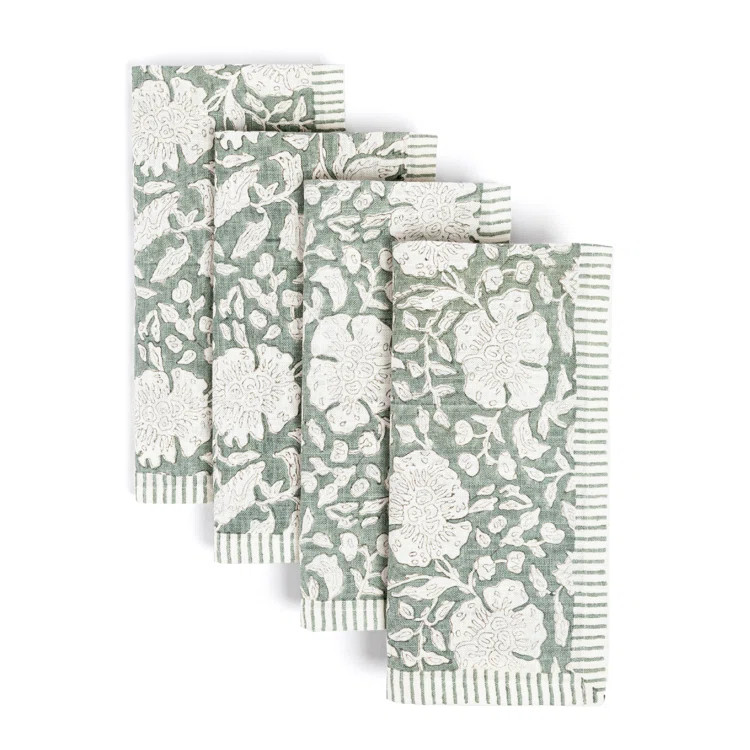 Over & Back over&back Hand-Blocked Printed Cotton Cloth Napkins | Birch Lane | Birch Lane