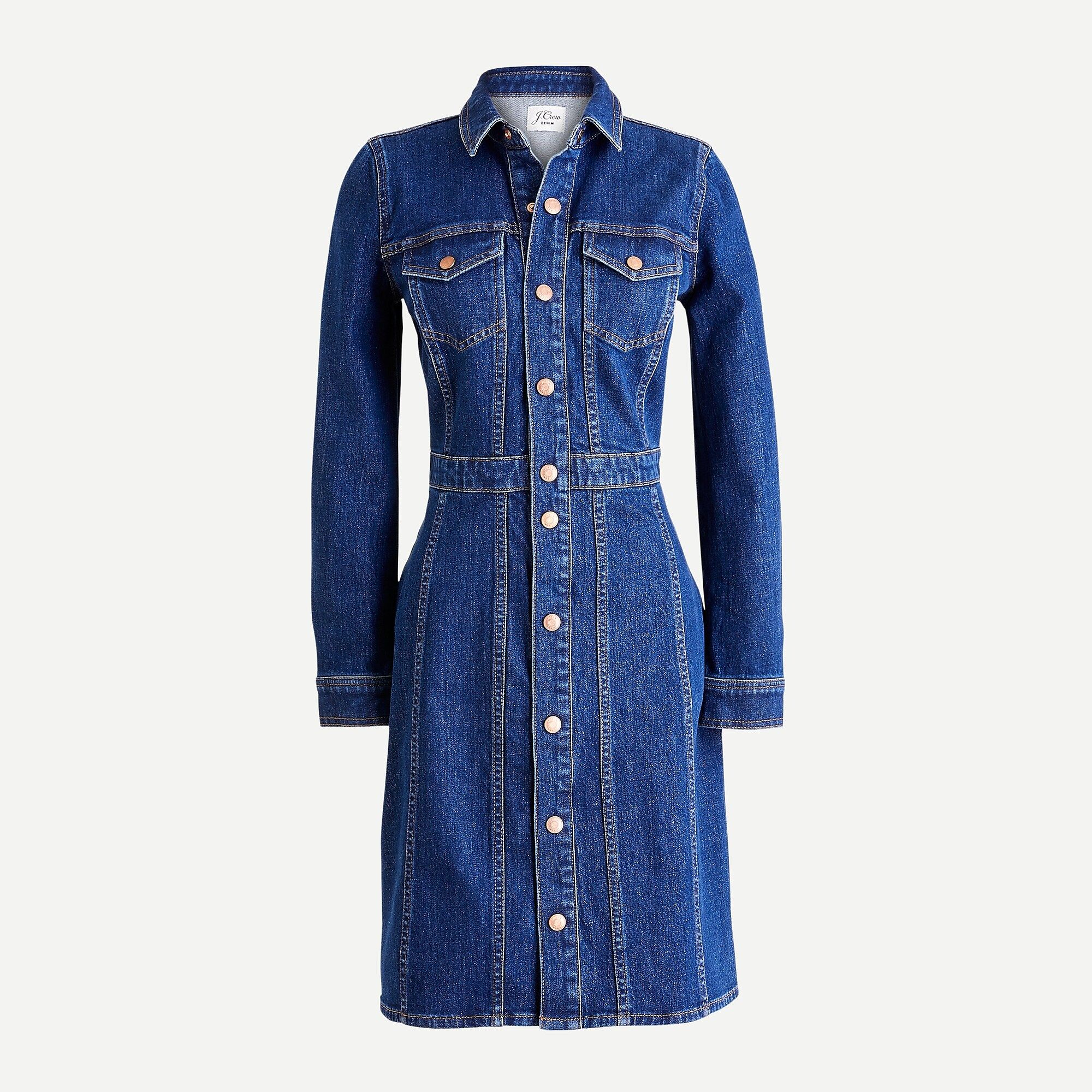 Button-front long-sleeve denim dress | J.Crew US