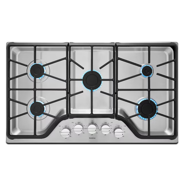 Maytag 36-in 5 Burners Stainless Steel Gas Cooktop | Lowe's