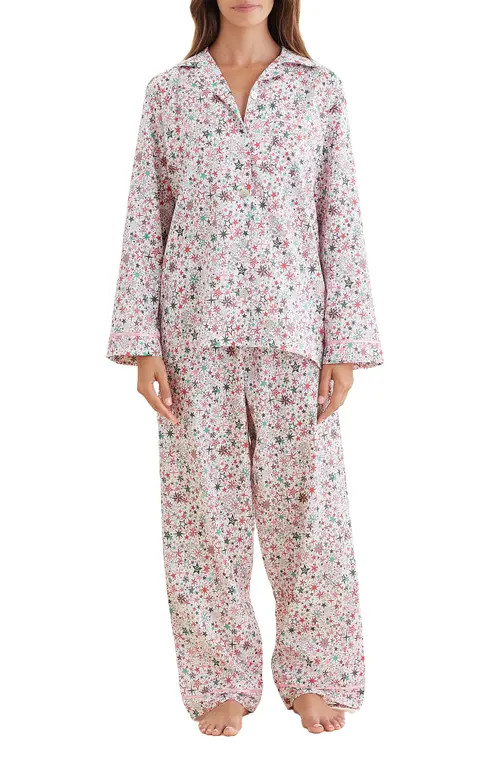 Papinelle Christmas Stars Cotton Sateen Pajamas in Berry Pink at Nordstrom, Size Medium | Nordstrom
