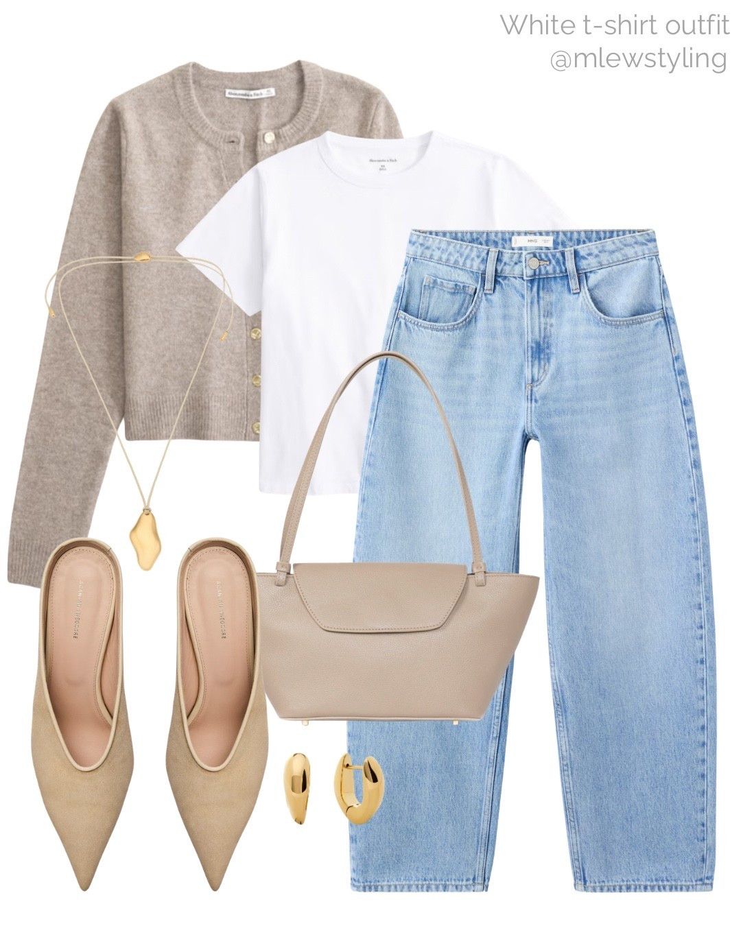 Spring outfit with a white T-shirt 🤍

Tags: mango barrel leg jeans, Abercrombie shrunken cardigan, Elleme tote bag, leather pointed toe mules, reformation pendant necklace, neutral aesthetic, elevated everyday outfit, casual workwear, office look, capsule wardrobe 

#LTKWorkwear #LTKootd #LTKgrwm