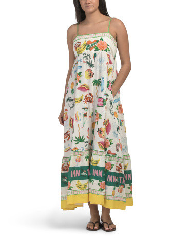 Linen Blend Sleeveless Printed Maxi Dress | TJ Maxx