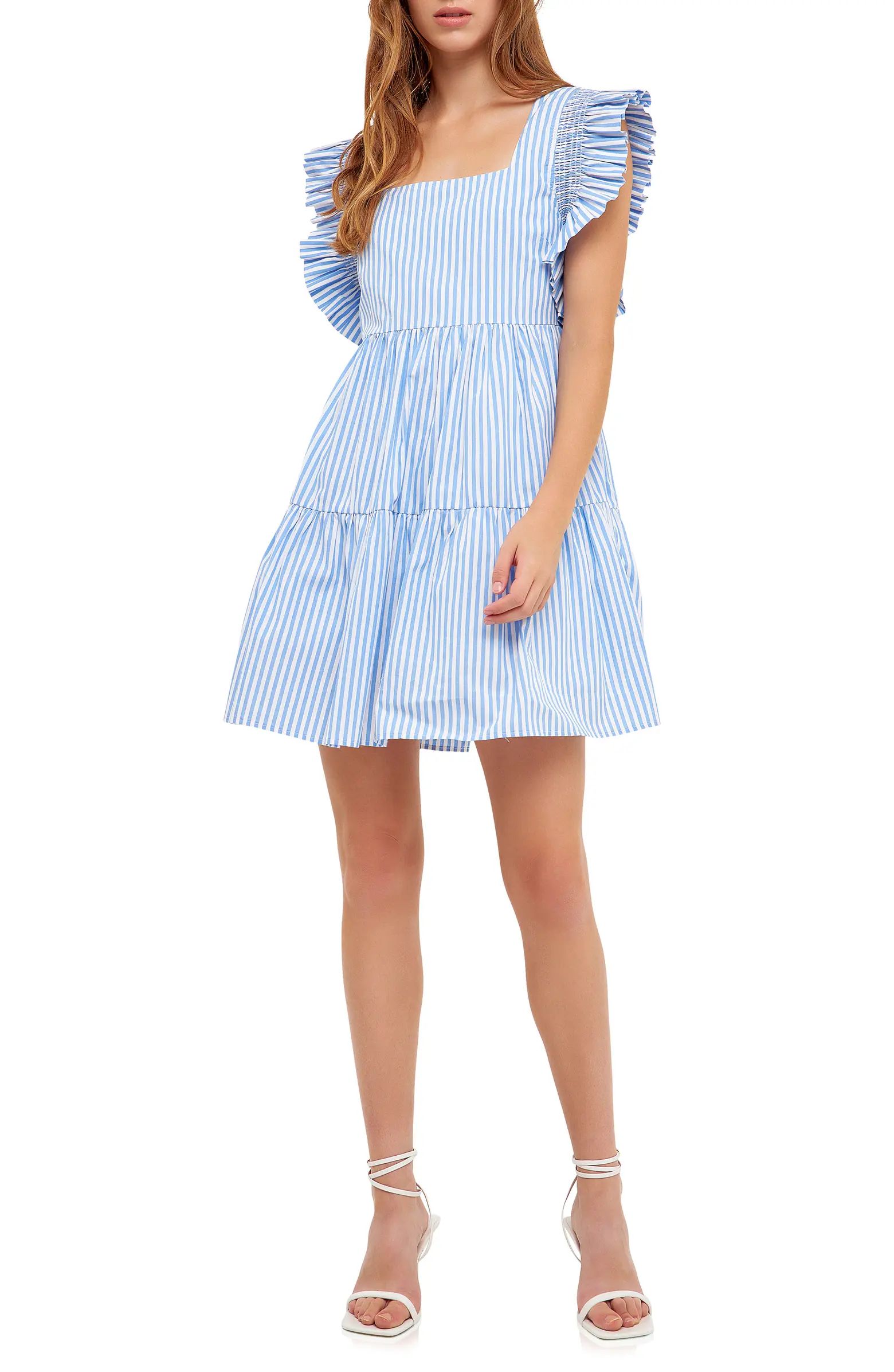 Stripe Square Neck A-Line Dress | Nordstrom