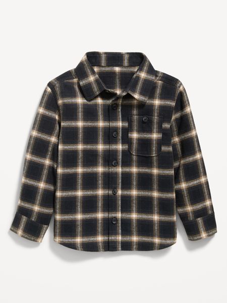 Cozy Long-Sleeve Plaid Pocket Shirt for Toddler Boys | Old Navy (US)