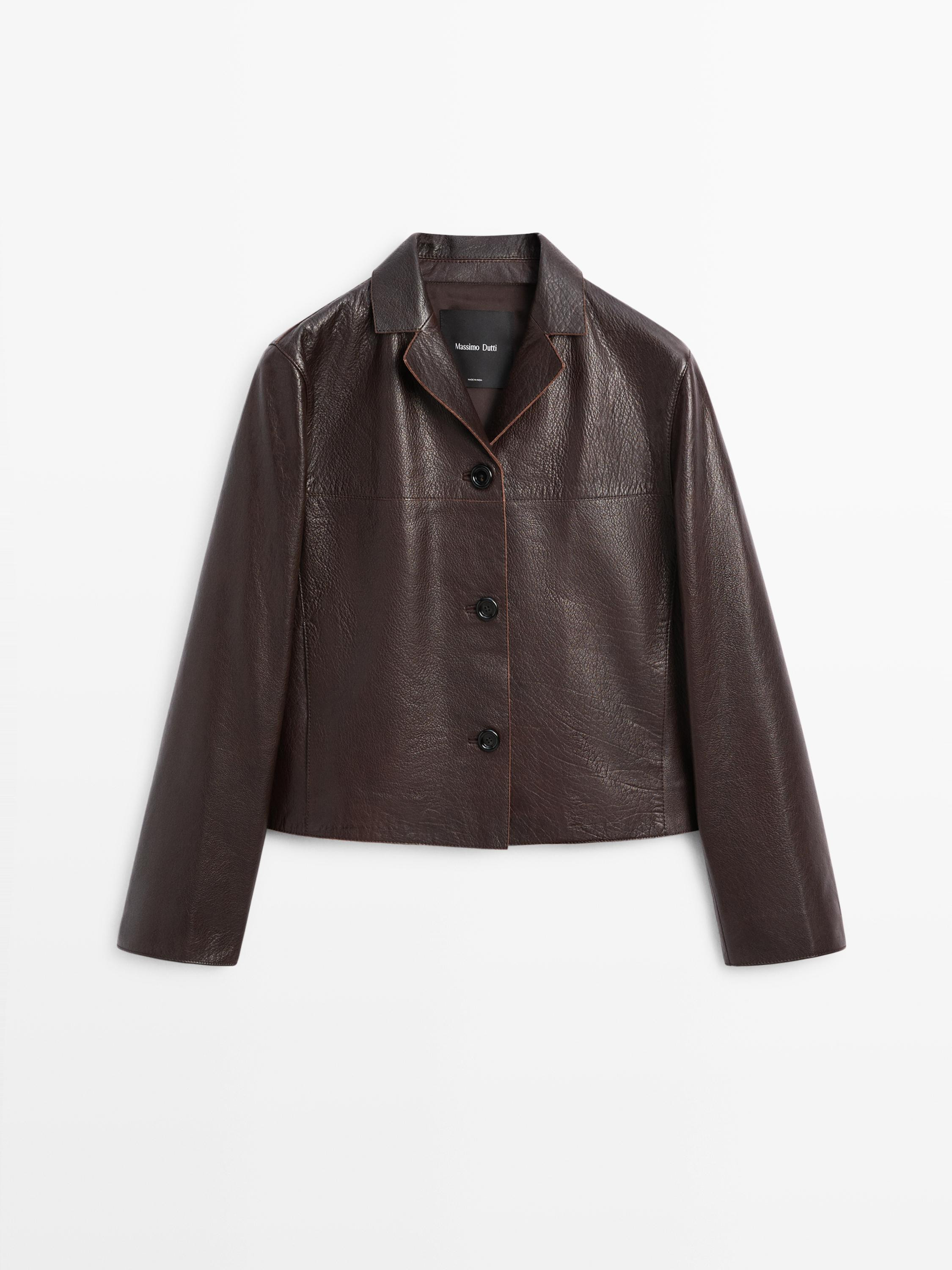 Cropped nappa leather jacket | Massimo Dutti UK