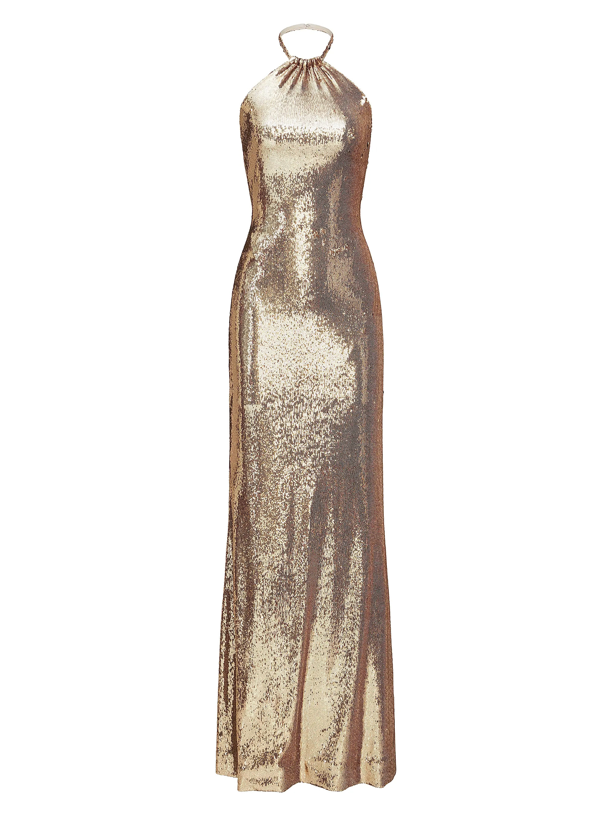 Jun Sequined Halter Gown | Saks Fifth Avenue