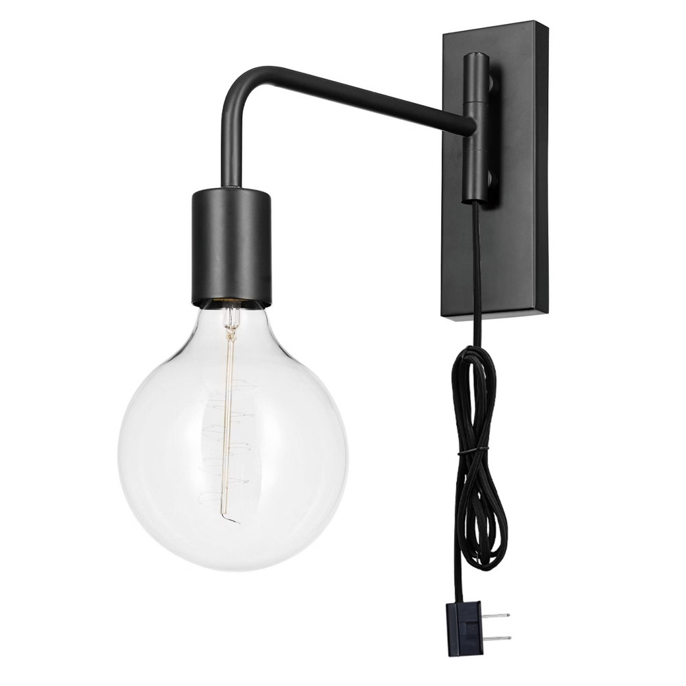 Sydney 1-Light Matte Black Plug-In Wall Sconce with Black Cloth Cord - Novogratz x Globe | Target