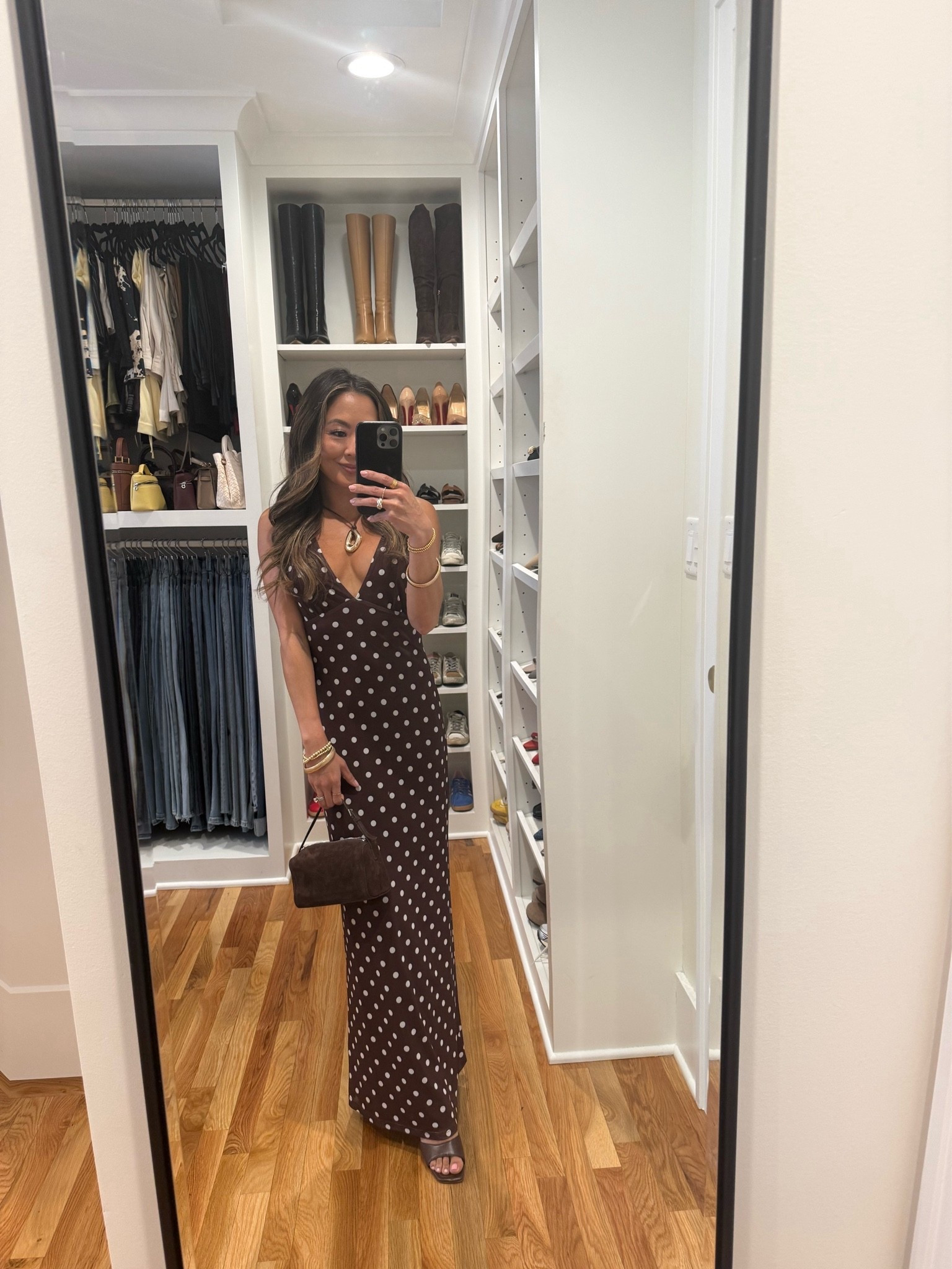 The cutest polka dot dress for a Mother’s Day dinner… sooo good if you’re petite!! I got brown in XS! My heels are size 5.

#LTKMothersDay #LTKOver40 #LTKPetite