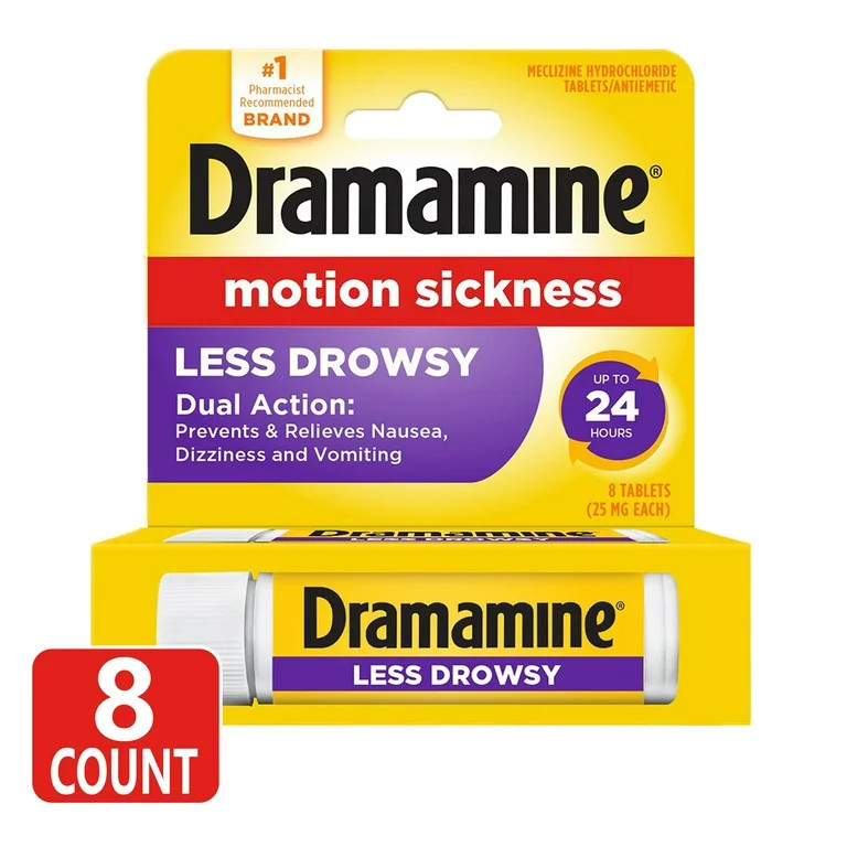 Dramamine All Day Less Drowsy, Motion Sickness Relief, 8 Count | Walmart (US)