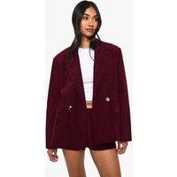 boohoo Women's Courdoroy Tailored Blazer in Burgundy | Size: 12 | Woven | boohoo (US & Canada)