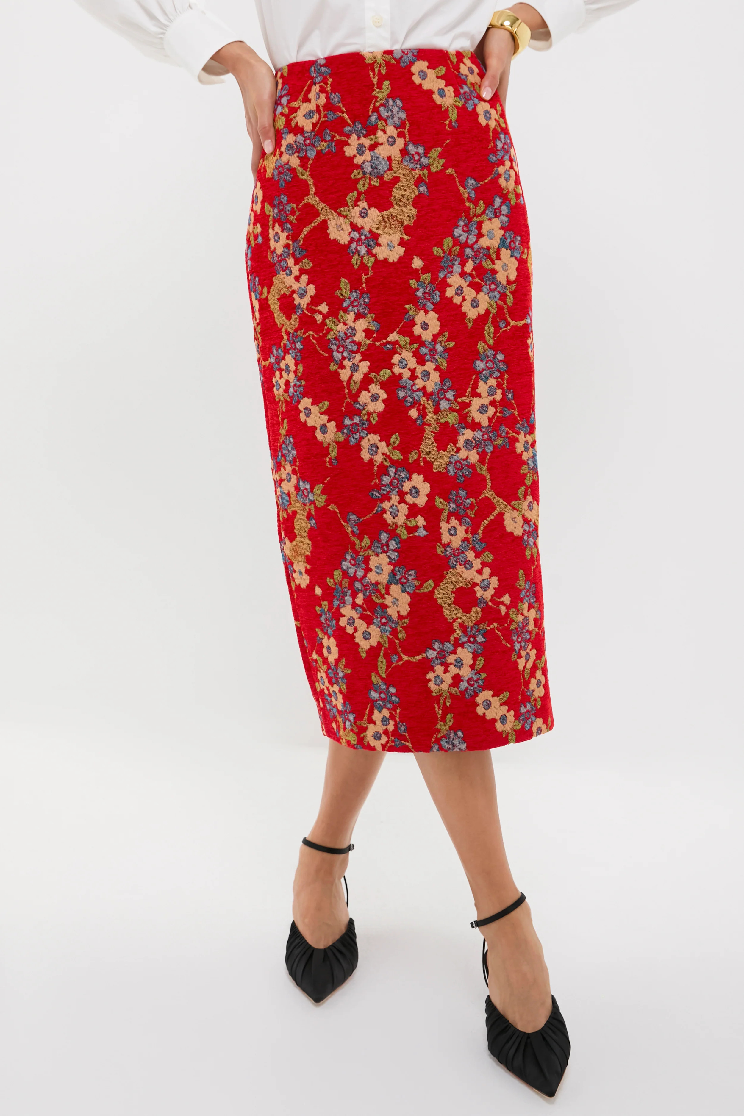 Sakura Blossom Chenille Jacquard Ellington Skirt | Tuckernuck (US)