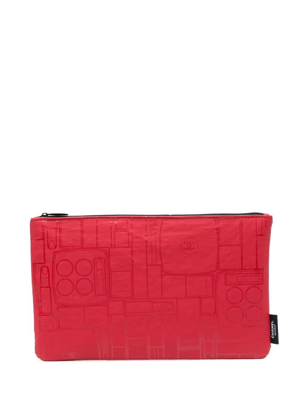 CHANEL Pre-Owned 2000s perfume bottle print clutch - Red | Farfetch Global