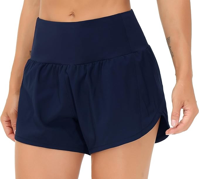 THE GYM PEOPLE Womens High Waisted Running Shorts Quick Dry Athletic Workout Shorts with Mesh Lin... | Amazon (US)