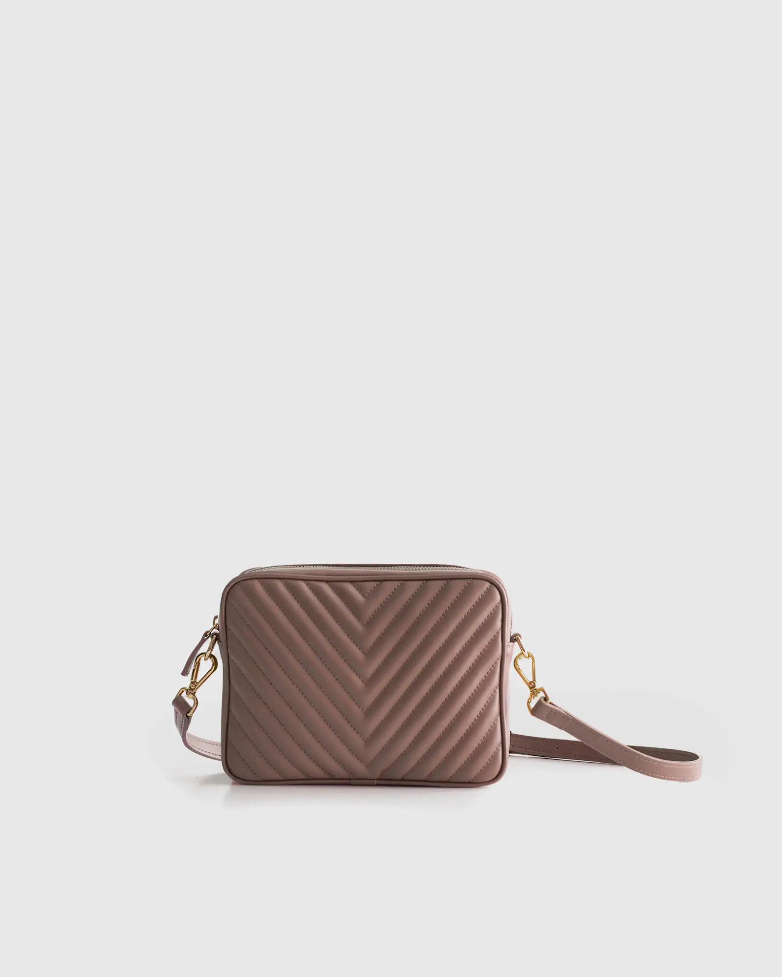 Italian Leather Quilted Crossbody Bag in Dark Taupe | Quince