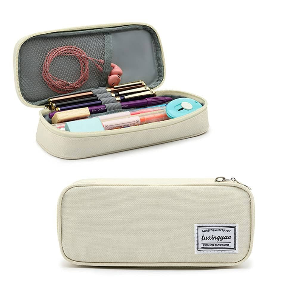 FUXINGYAO Pencil Case, Multi- Slot Pencil Pouch, Portable Pencil Bag, Pen Case for& Office(White) | Amazon (US)