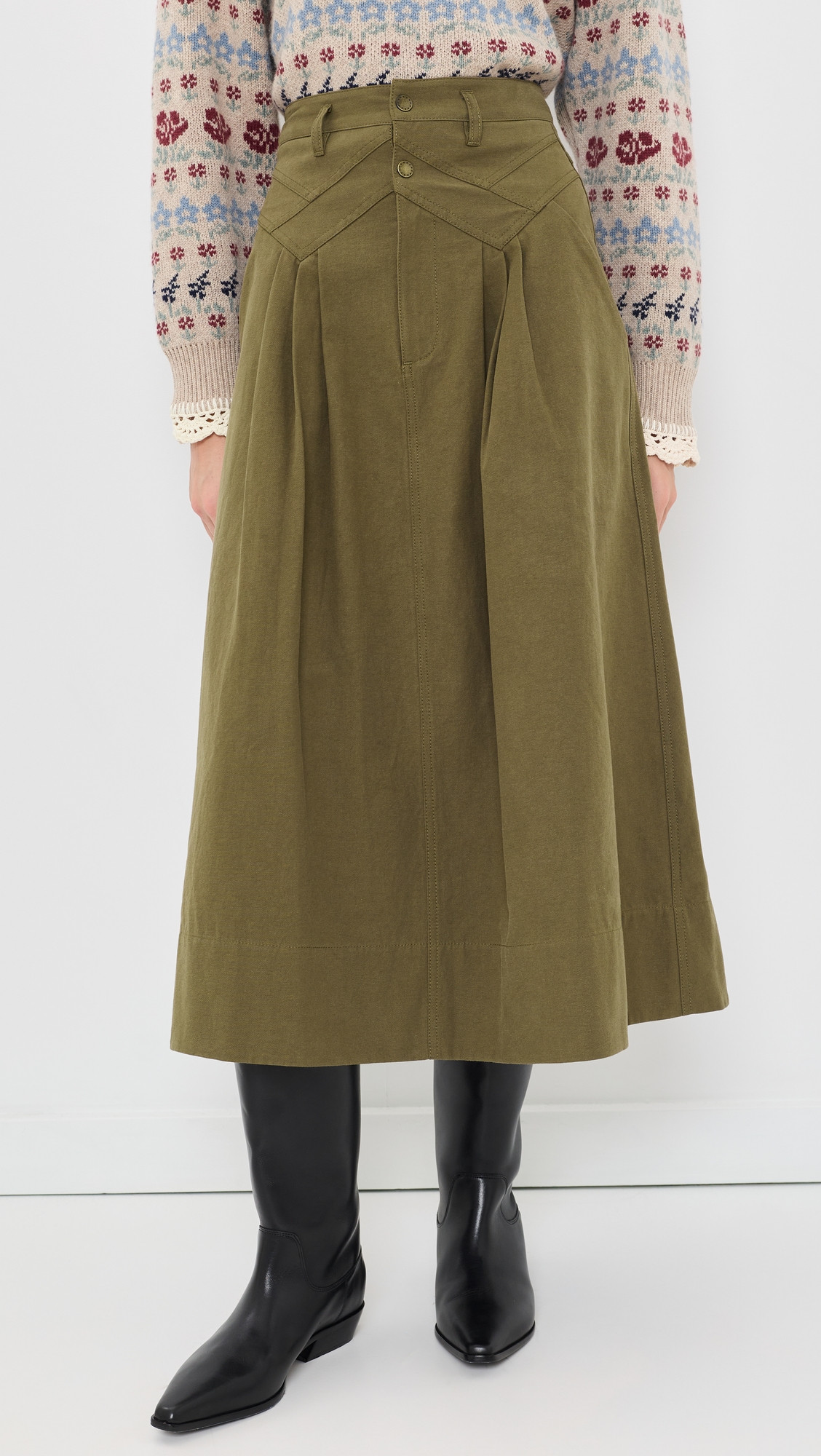 THE GREAT. The Field Skirt Olive 3 | Shopbop