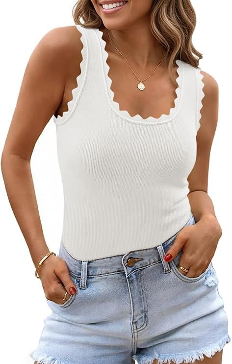 Saodimallsu Womens Ribbed Knit Tank Top Summer Sleeveless Square Neck Casual Basic Slimming Sweat... | Amazon (US)
