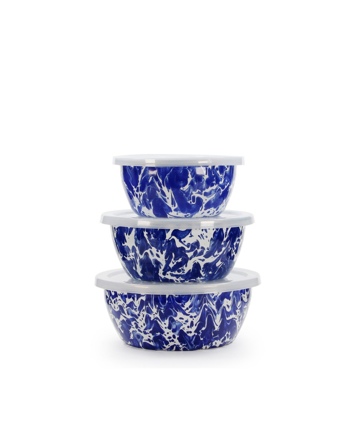 Golden Rabbit Swirl Enamelware Collection Nesting Bowls, Set of 3 - Blue | Macy's