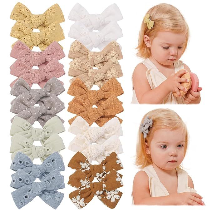 jollybows 20pcs Baby Hair Clips Bows for Girls Mini Fully Lined Baby Bows 2" Tiny Hair Bow Barret... | Amazon (US)