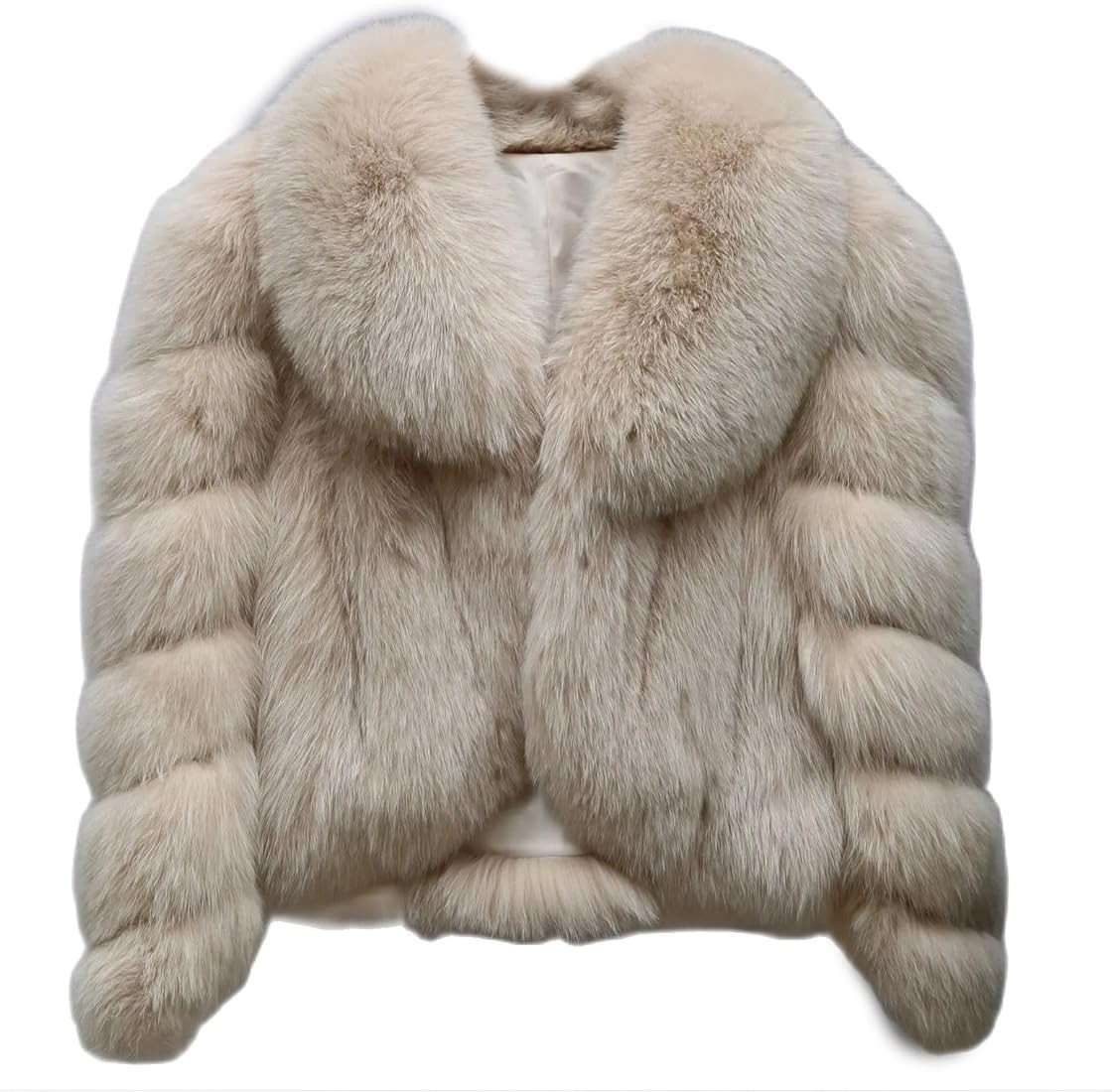 Genuine Real Fox Fur Jacket Women Winter Warm Natural Fox Fur Turn-Down Collar Cropped Coat | Amazon (US)