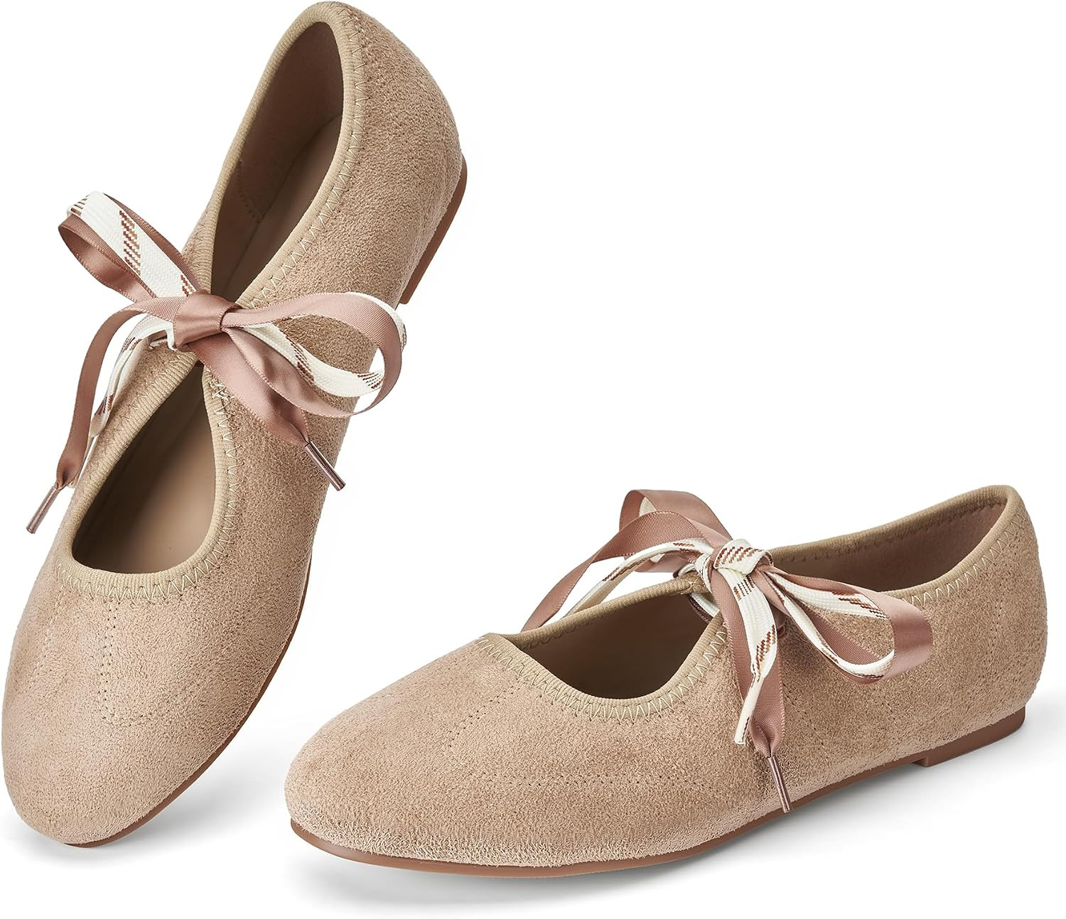 Trary Sorise Ballet Flats Mary Jane Shoes Women Ballerina Flat with Bow | Amazon (US)