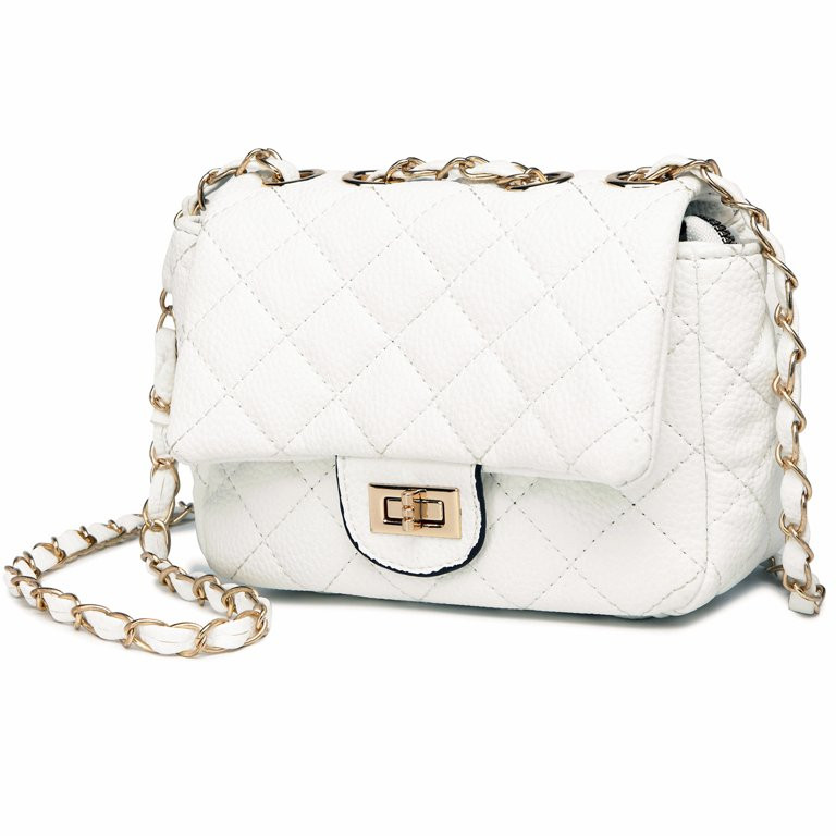 Poppy Womens Quilted Crossbody Bag Handbags Vegan Leather Purses for Women Shoulder Bag with Chai... | Walmart (US)