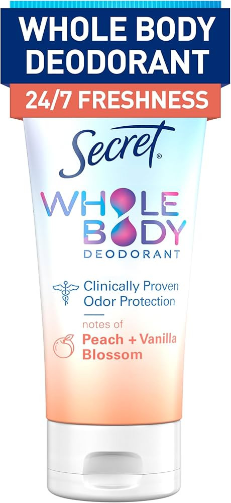 Secret Whole Body Deodorant Cream for Women, Peach & Vanilla Blossom Scent, Aluminum Free Deodora... | Amazon (US)