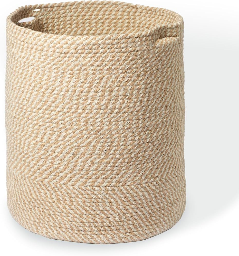 Recycled Cotton Laundry Basket - Woven Rope Blanket Storage Basket, Toys, Towels, Laundry, and Li... | Amazon (US)
