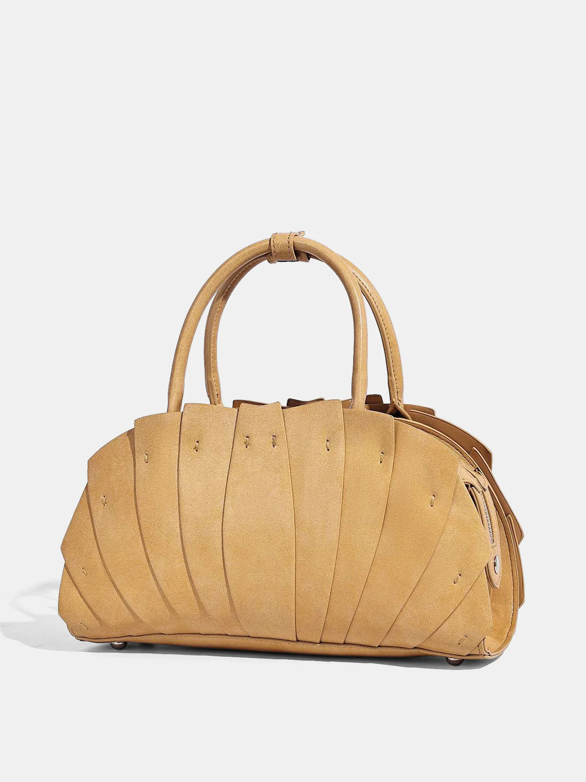 Layered Pleated Top Handle Handbag | Commense