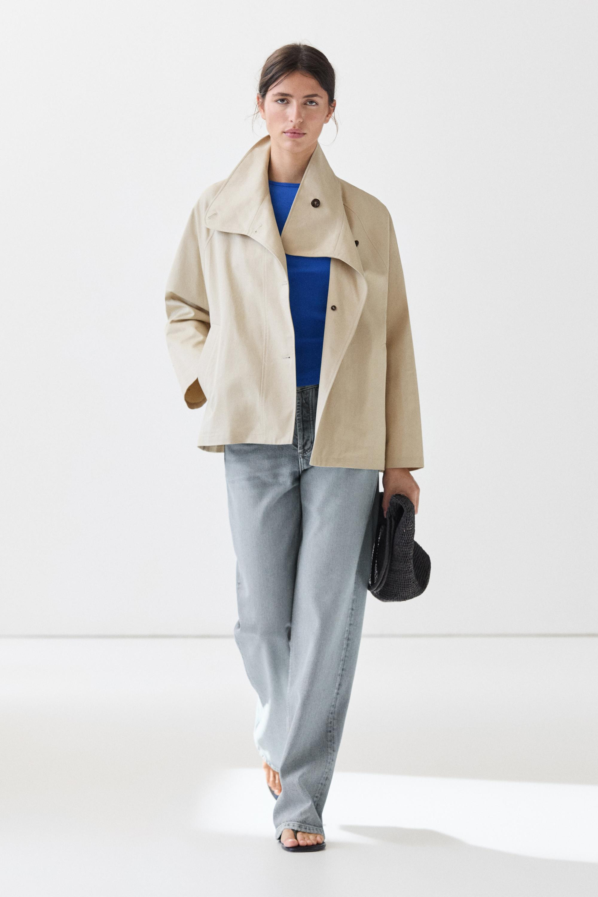 100% cotton cape jacket | Massimo Dutti US
