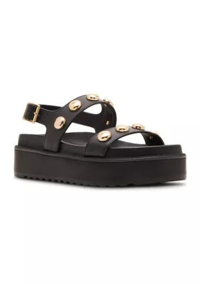 Steve Madden Women's Bia Wedge Platform Sandals, Black, 6M | Belk