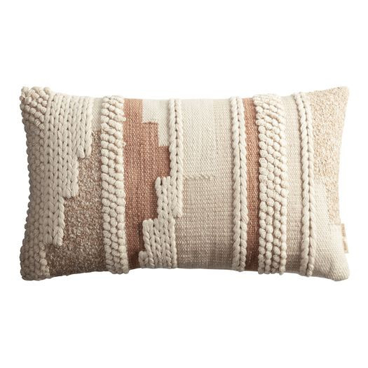 Rust and Ivory Braided Indoor Outdoor Patio Lumbar Pillow by World Market | World Market